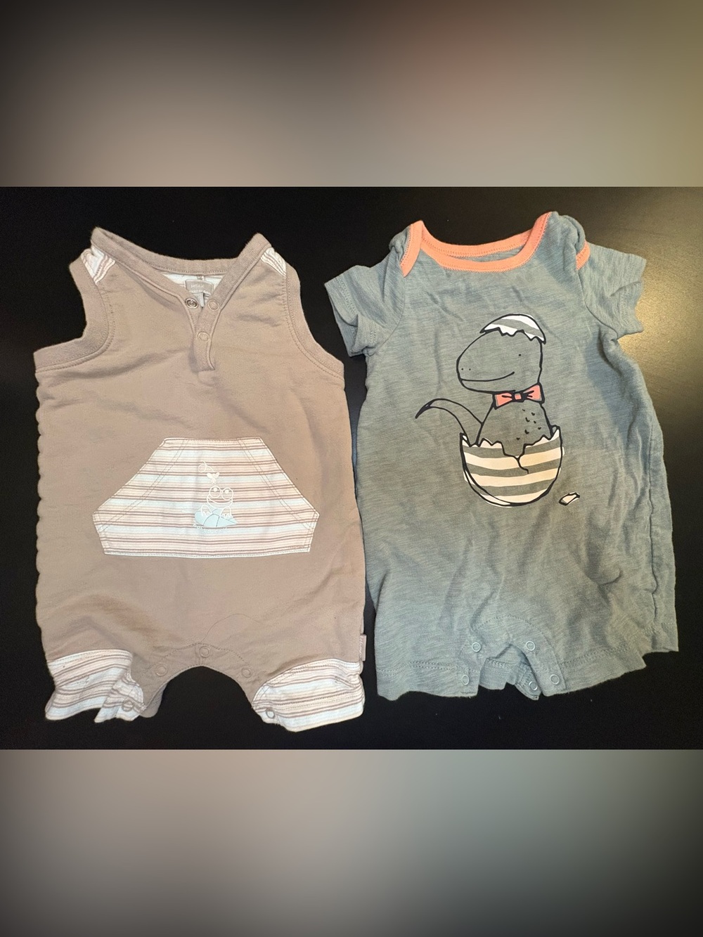 Mexx and gap Baby  Rompers, Tan and Coral Accents